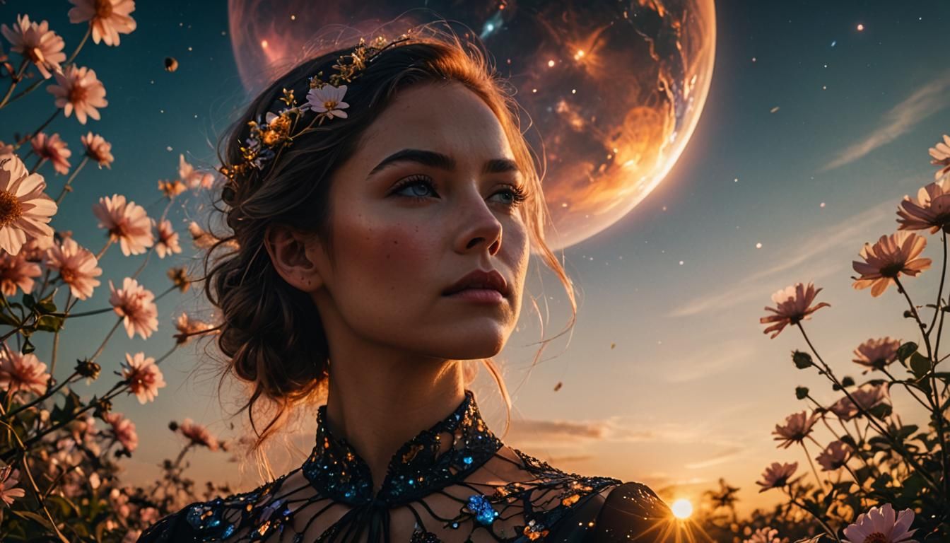 Cosmic Double Exposure of a Gorgeous Lady