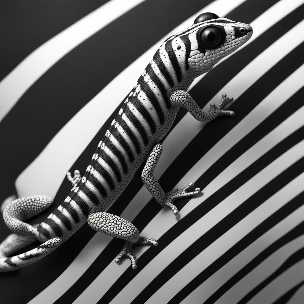 Striped Gecko in Detailed Matte Painting