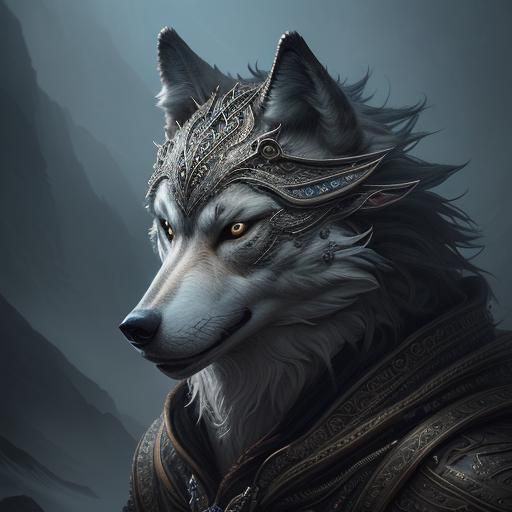 Epic Anthropomorphic Wolf Digital Painting