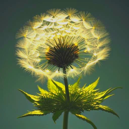 Silver Dandelion in Golden Hour: Surreal Photography