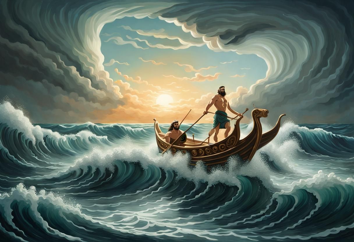 Poseidon in Chariot, Baroque Style Portrait