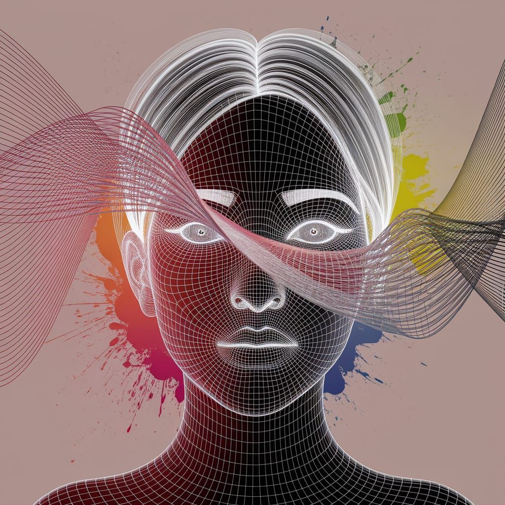 Wireframe Frequency Waveforms in 3D Geometric Harmony