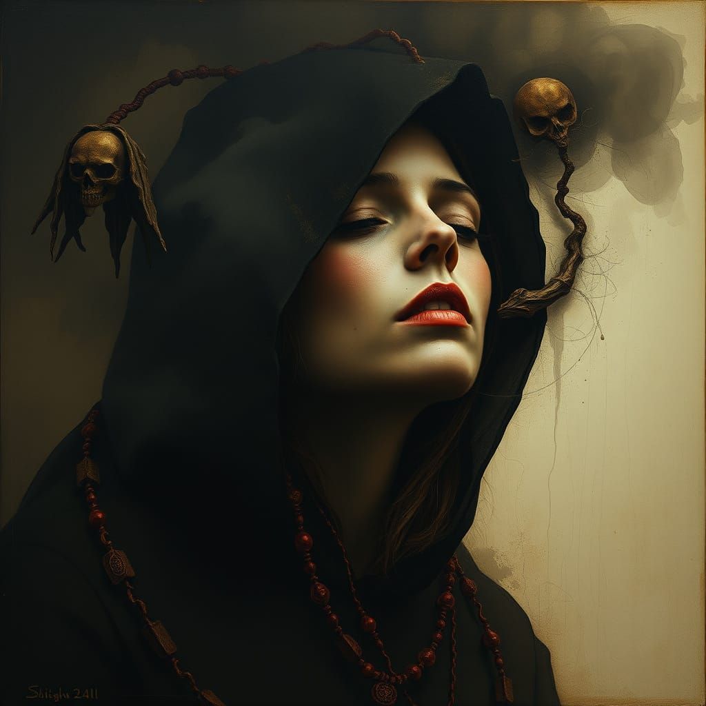 Surrealistic Portrait of a Woman in Dark, Abstract Atmospher...