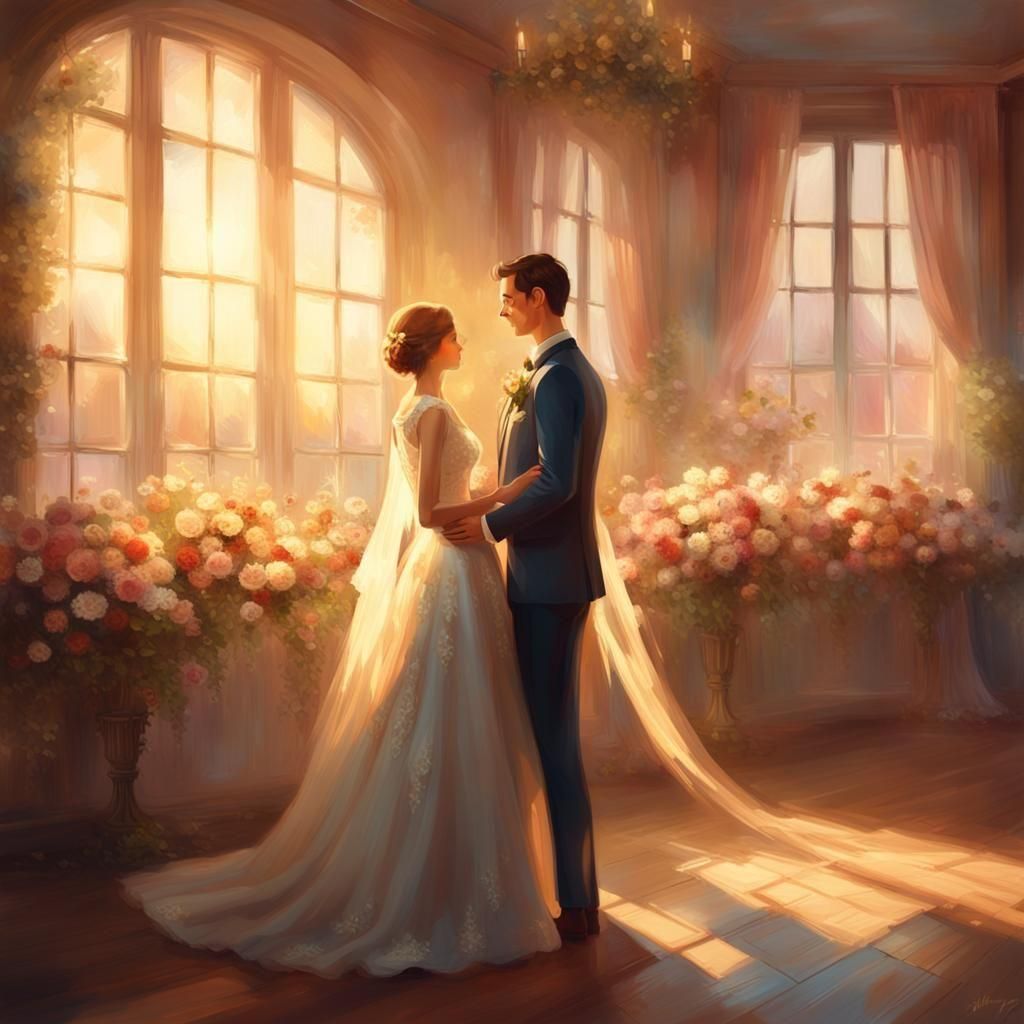 Joyful Wedding Scene in 3D Digital Art