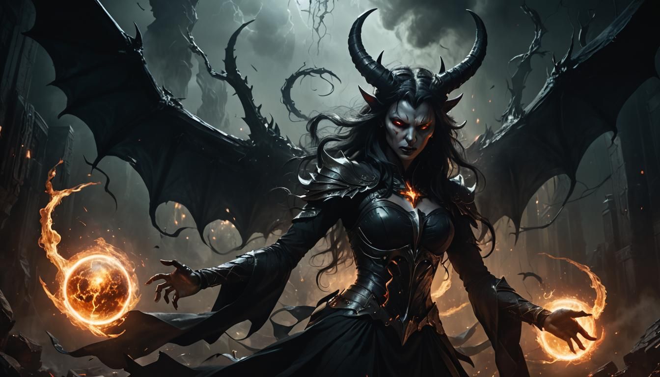 Antimatter Demoness in Dark Fantasy Illustration
