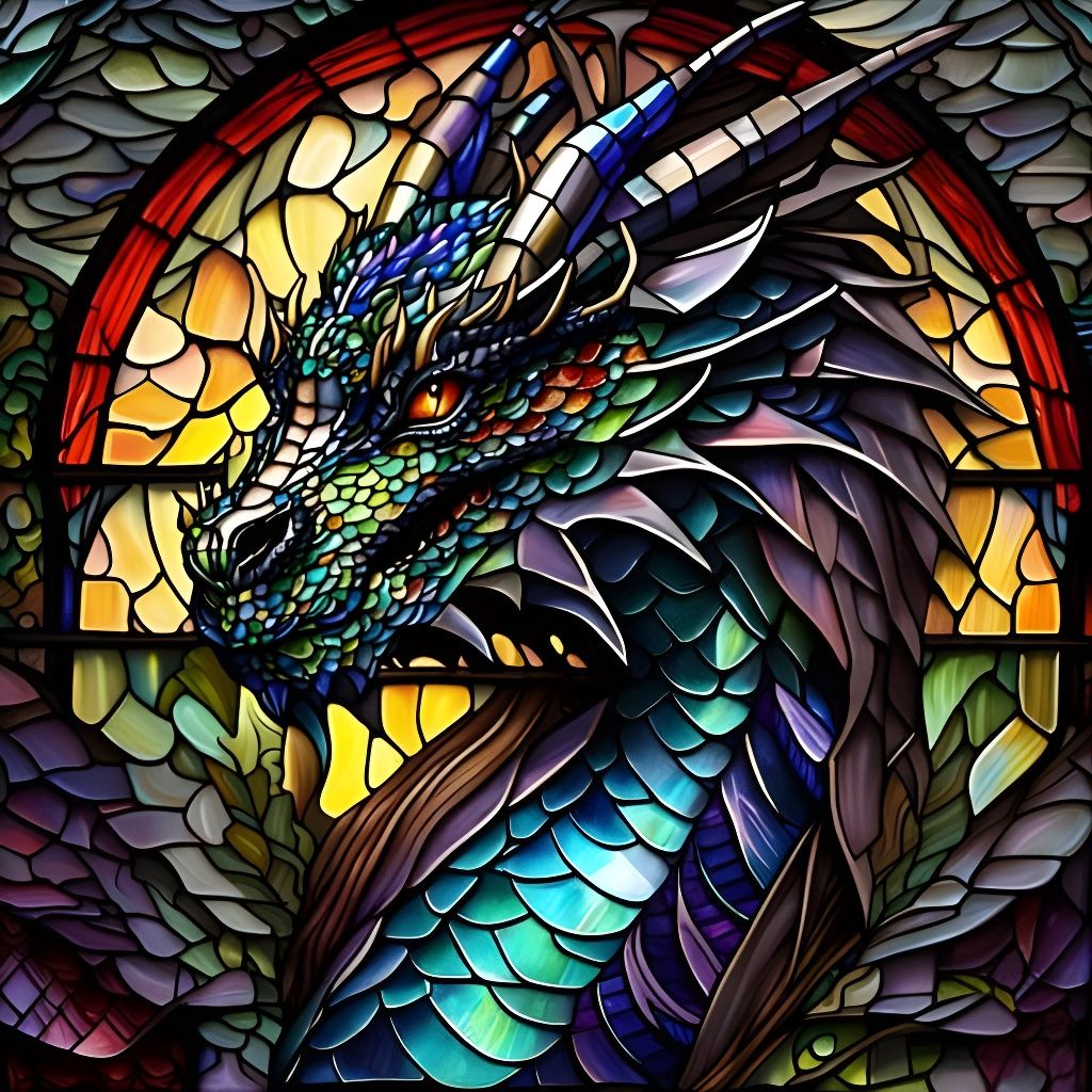 Abstract Stained Glass Dragon Window