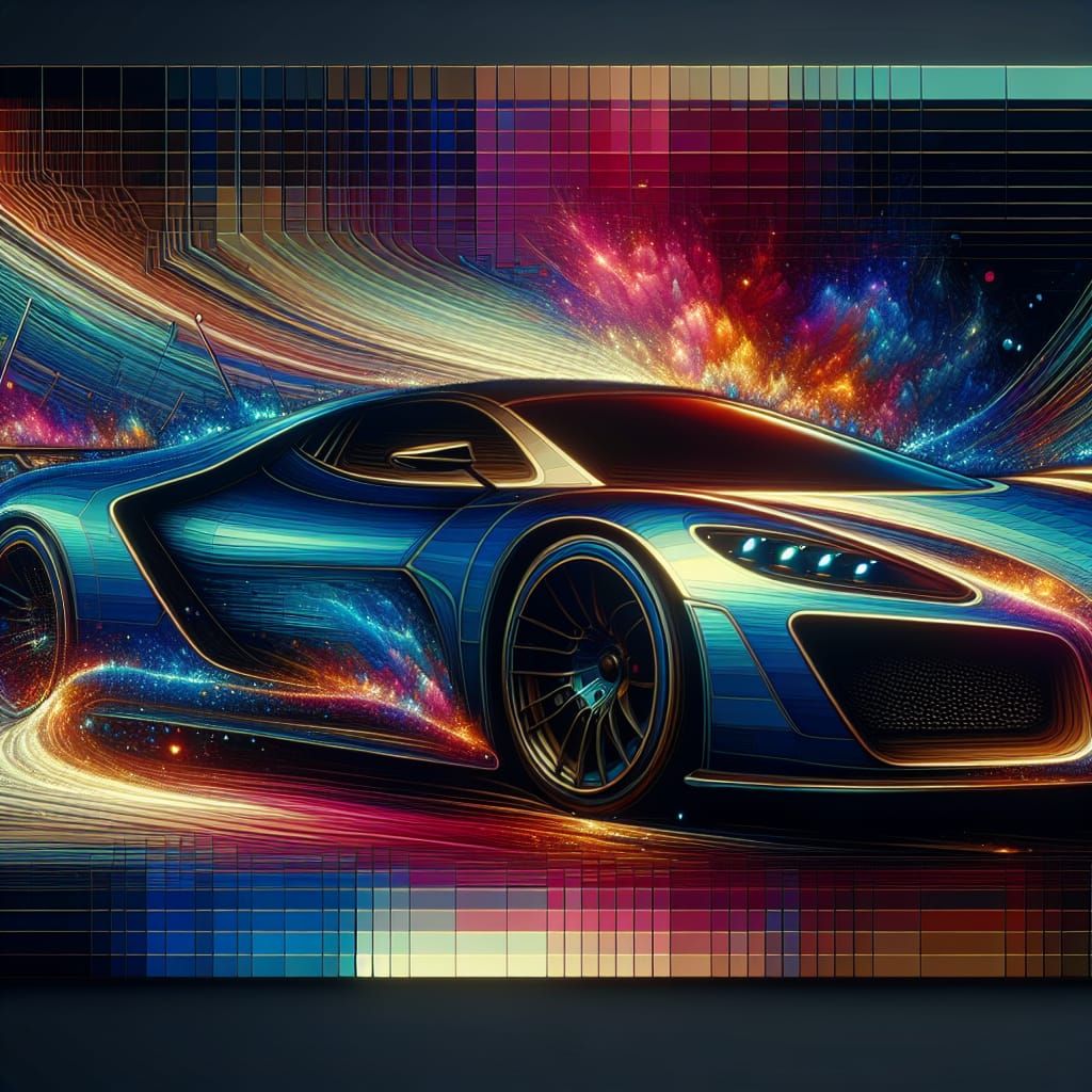 Synthewave Sports Car in Detailed Matte Painting