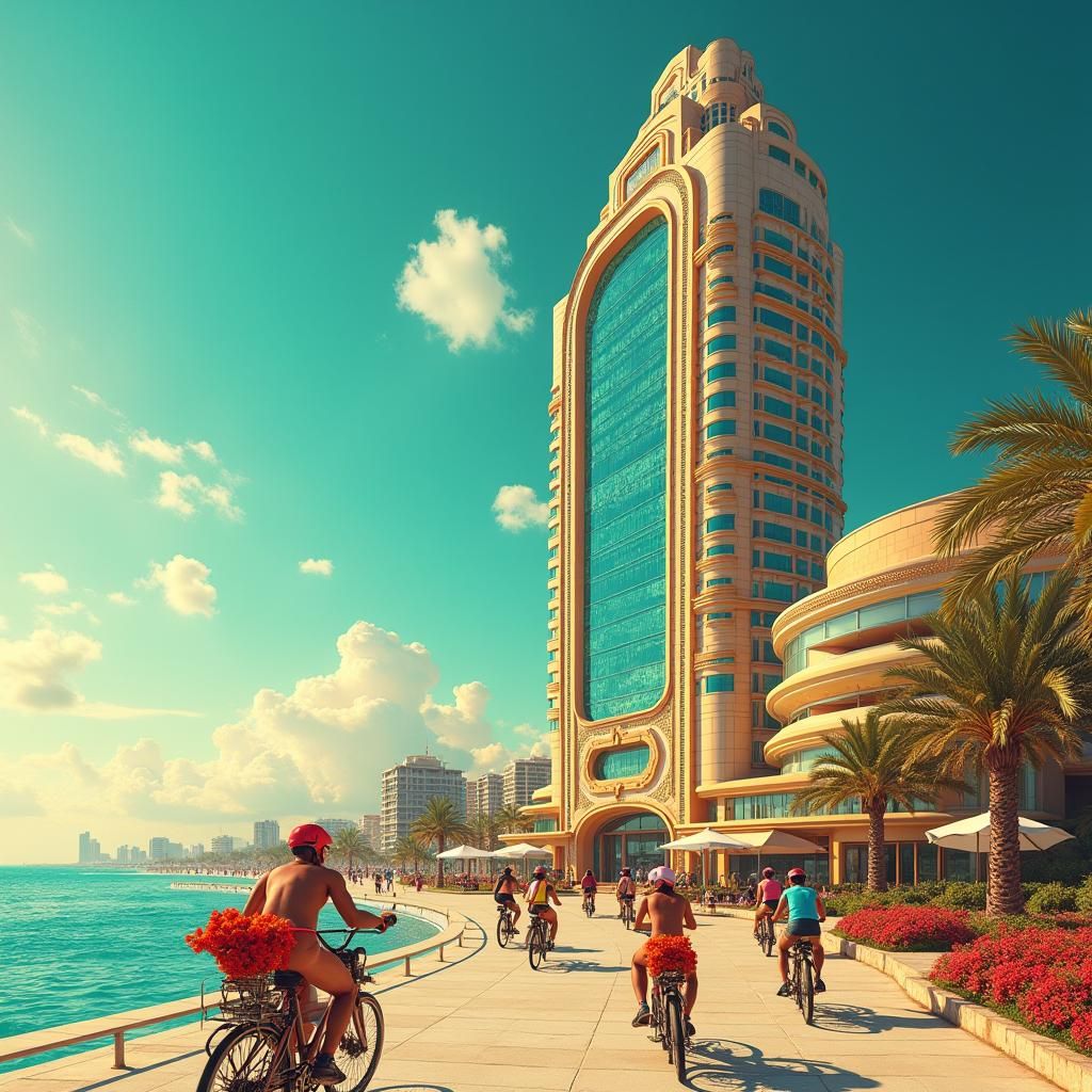 Art Deco Skyscraper on Tel Aviv Beach