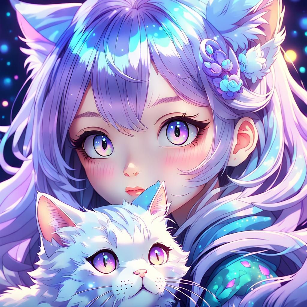 Anime Cat Girl in Whimsical Style