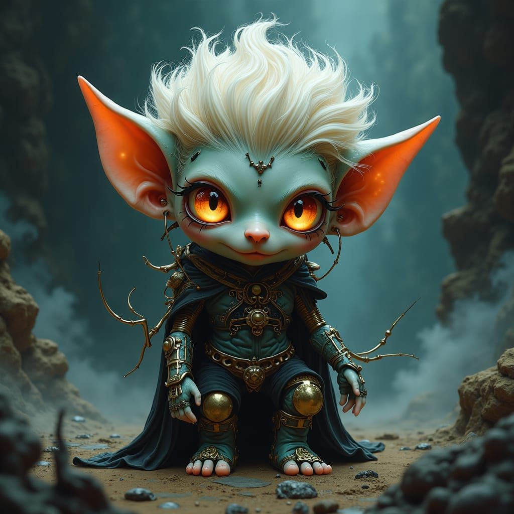 Scary Clockwork Cyborg Gnome in Digital Painting