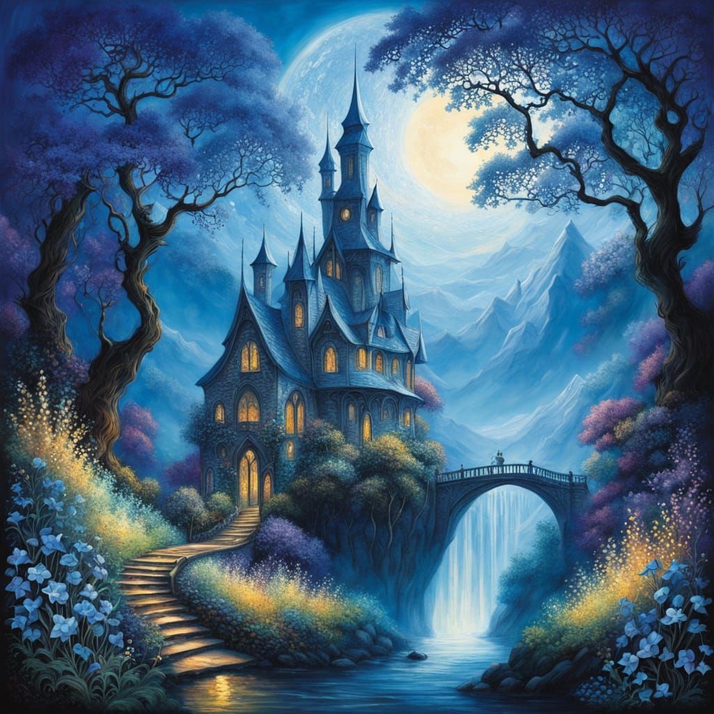 Celtic Banshee in Art Nouveau Style with Blue Light