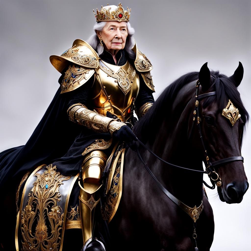 Armored Elderly Empress Ready for Battle