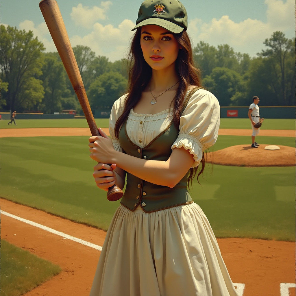 Mona Lisa Plays Baseball in 19th Century Style