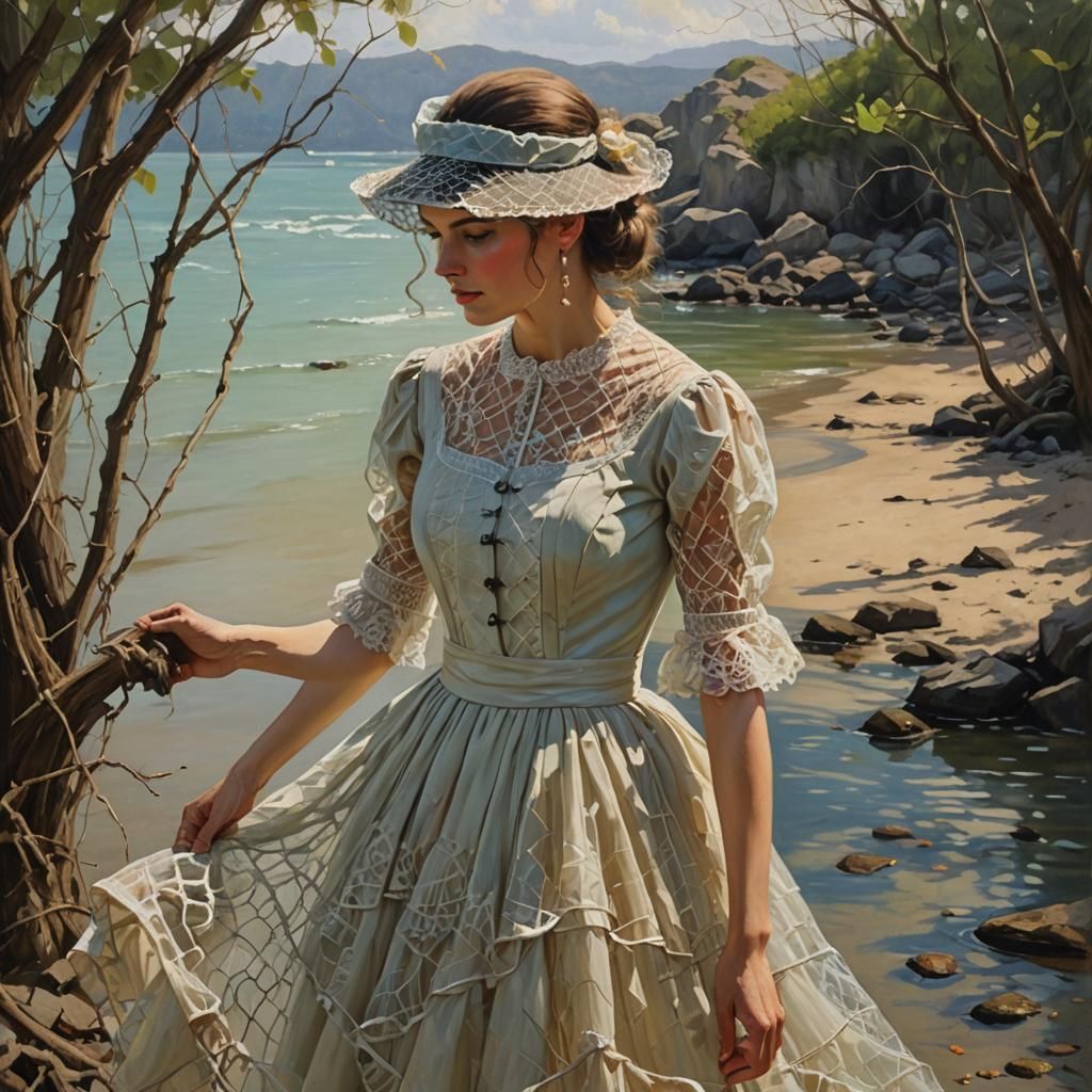 Netting Dress as Oil Painting