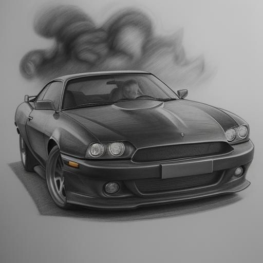 Hyperdetailed Charcoal Drawing of Cars