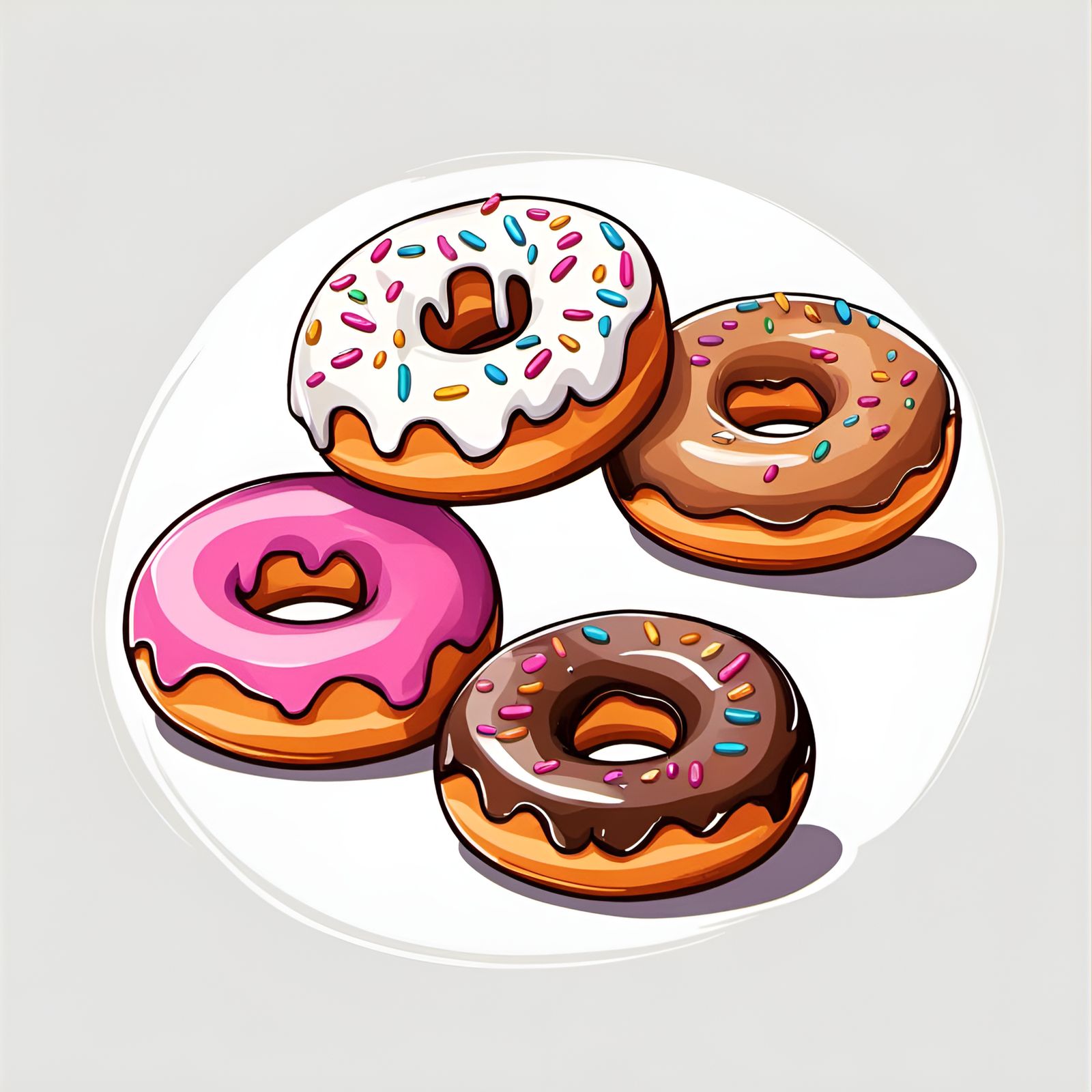 Cartoon Donuts Isolated on White Background