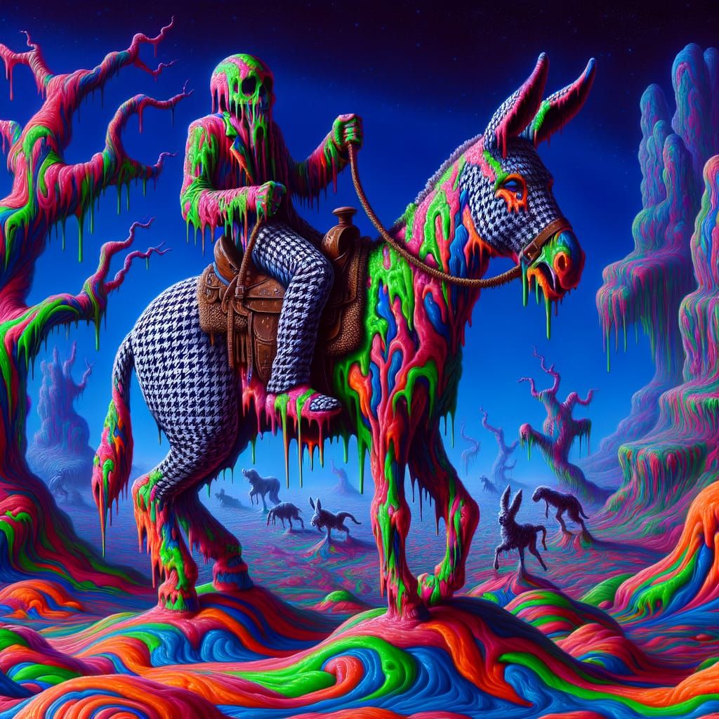 Vibrant Neon Surrealism: Melting Donkey and Alien in Yogurt ...