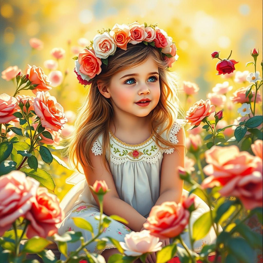 Serene Garden Scene in Impressionist Gouache Style