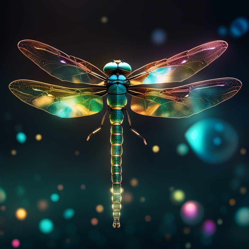 Glowing Galactic Dragonfly with Cosmic Energy