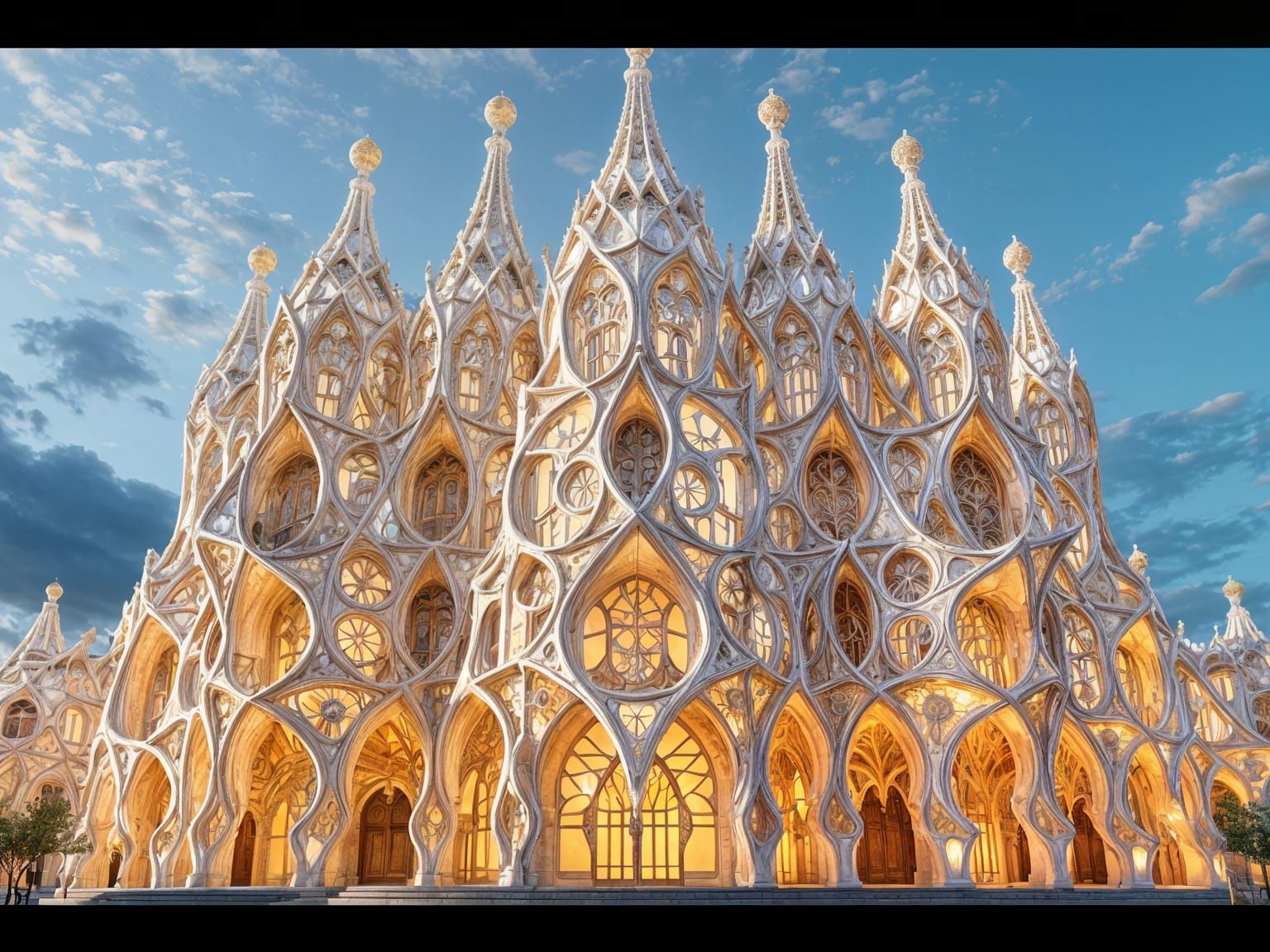 Gaudi-Inspired 8-Shape Building in Vibrant Colors