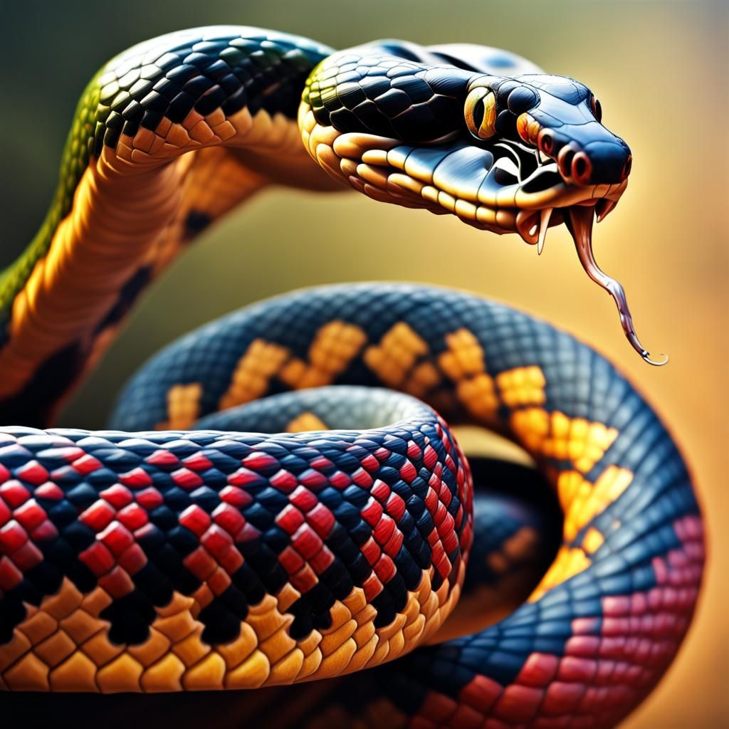 Hyperrealistic Snake in Vivid Color