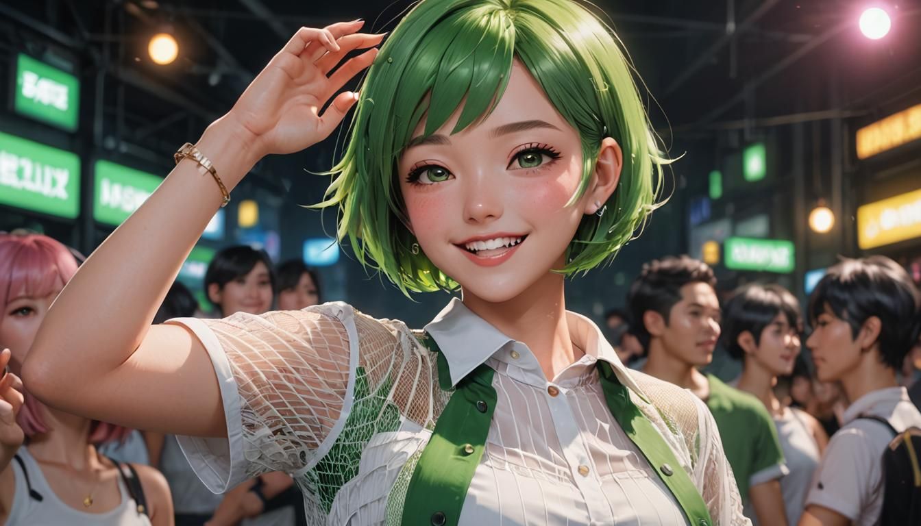 Girl Dancing in Nightclub in Anime Style