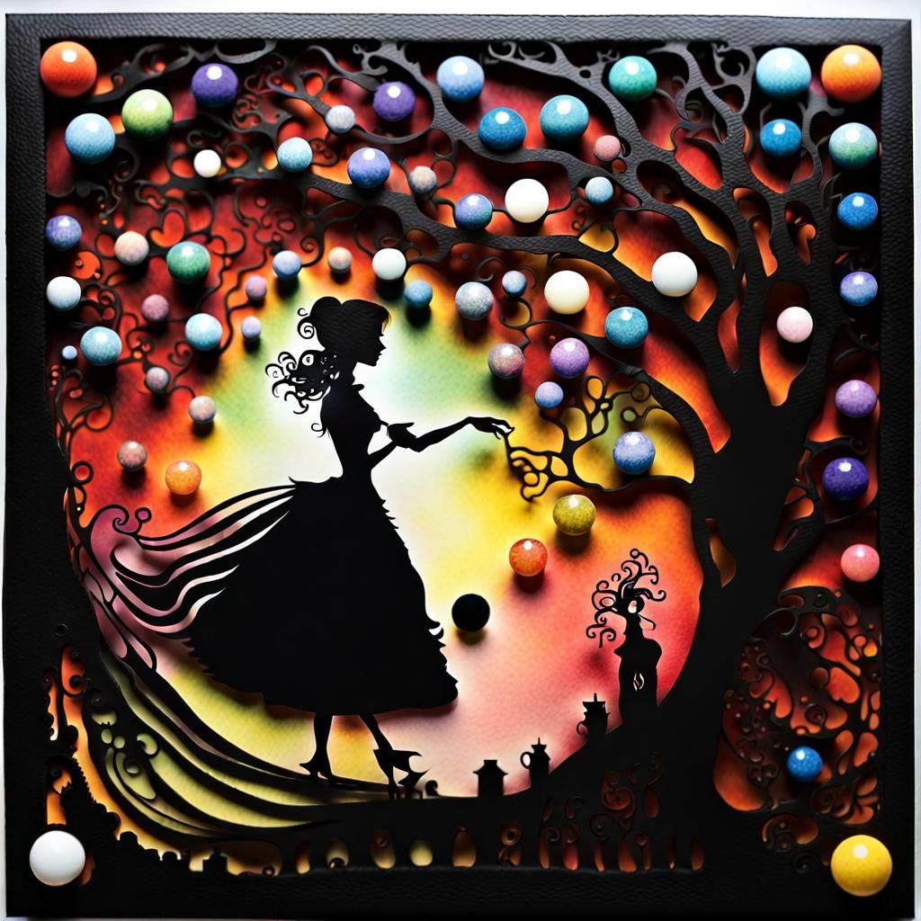 Tim Burton Scherenschnitte: Bereaved Widow Silhouette