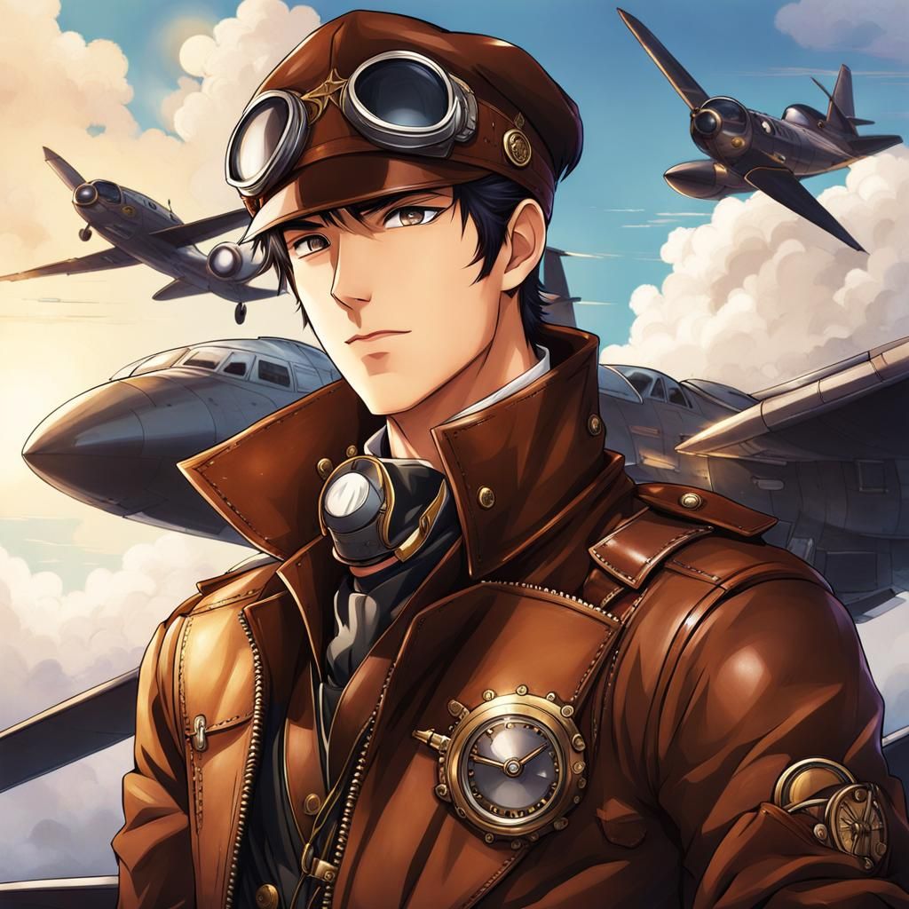 Steampunk Pilot in Anime Style