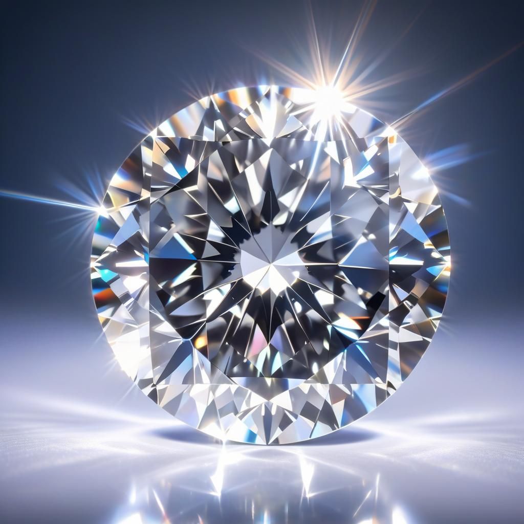 Glimmering Round Cut Diamond in Hyperrealistic Close-Up