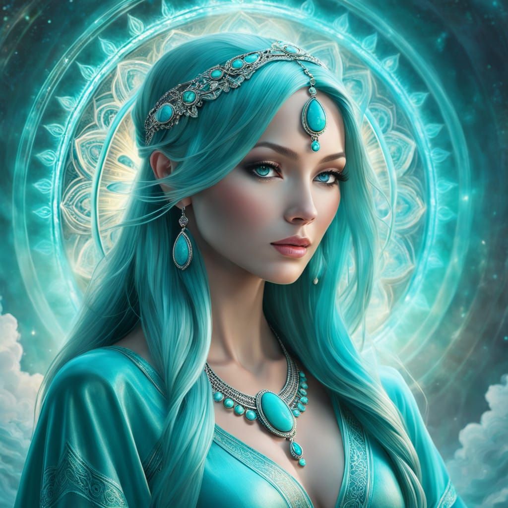 Otherworldly Spirit in Turquoise Radiance
