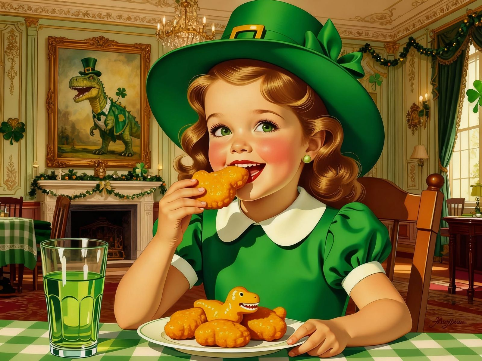 Victorian Interior for St. Patrick's Day with Dinosaur Paint...