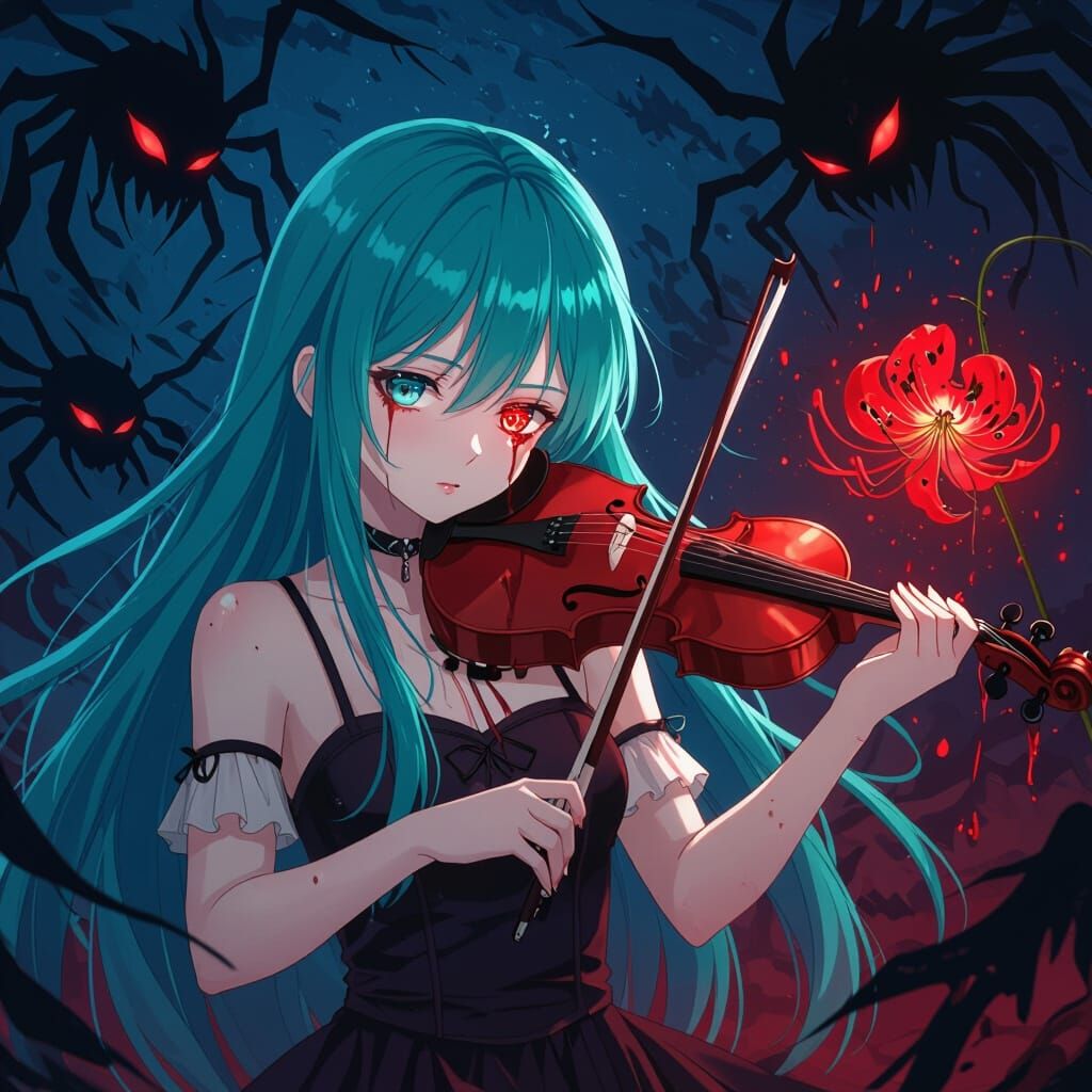 Anime Girl Controls Monsters with Violin, Poster Art