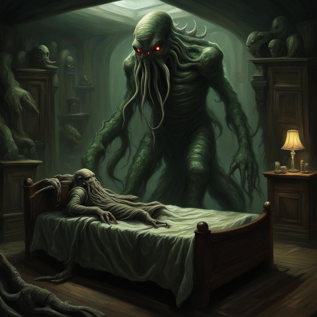 Sinister Cthulhu Waits Dreaming in R'lyeh