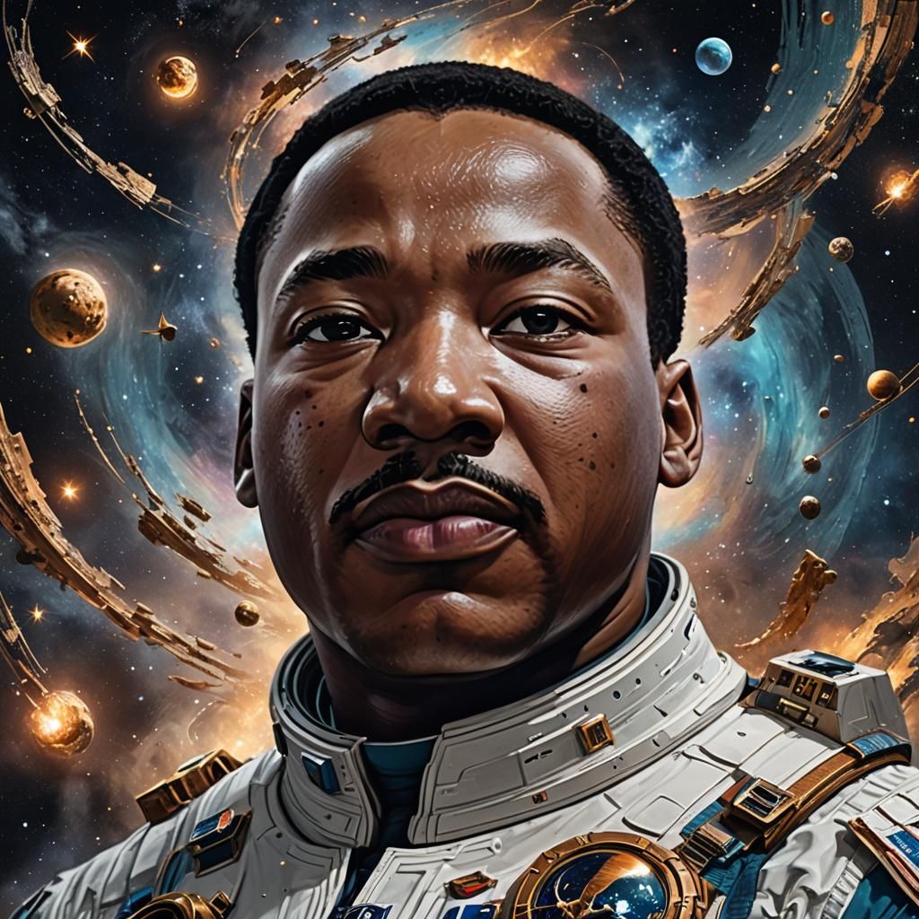 Astronaut MLK Portrait in Swirling Galaxies: Concept Art