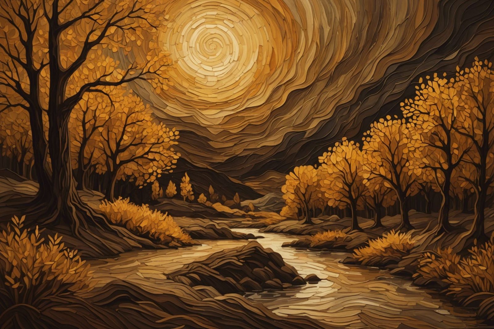 Abstract Brown Monochrome Digital Painting in 4K