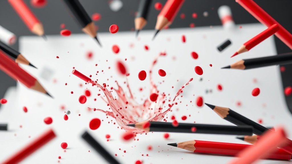 Dynamic Black, Red, and White Stationery Still Life