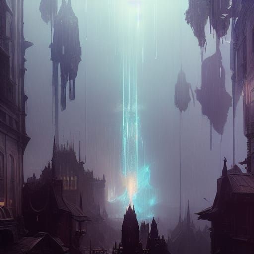 Dark Fantasy Art in Purple and Yellow