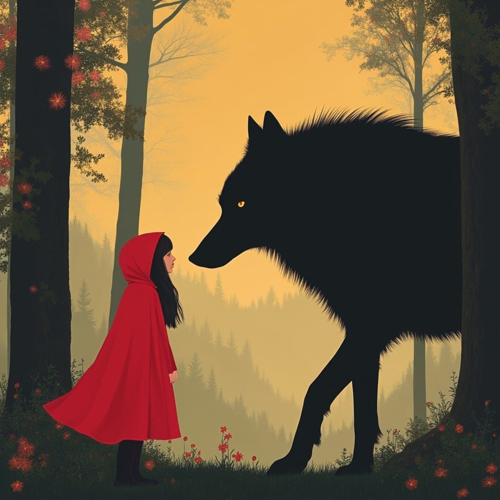 Little Red Riding Hood and the Big Bad Wolf in a Cyberpunk A...