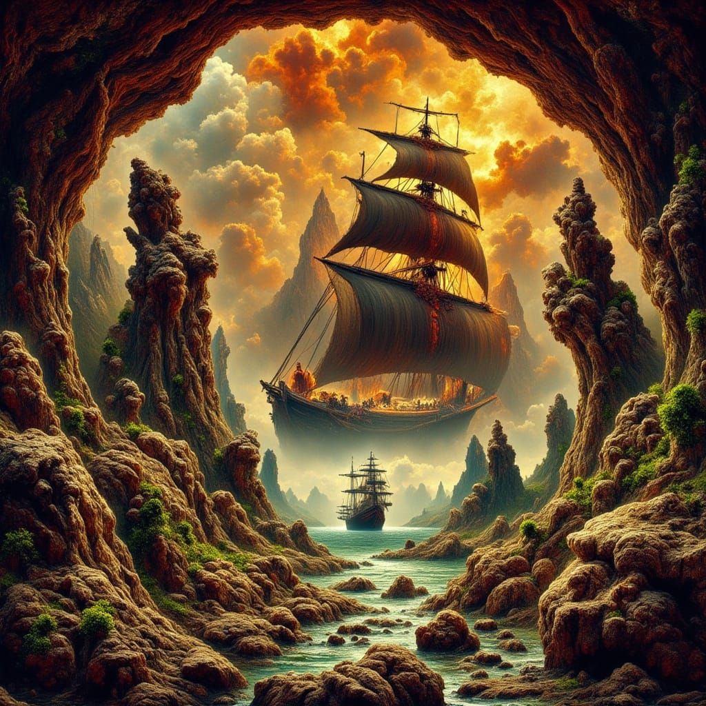 Odysseus' Mythological Journey: A Classical Fantasy Scene