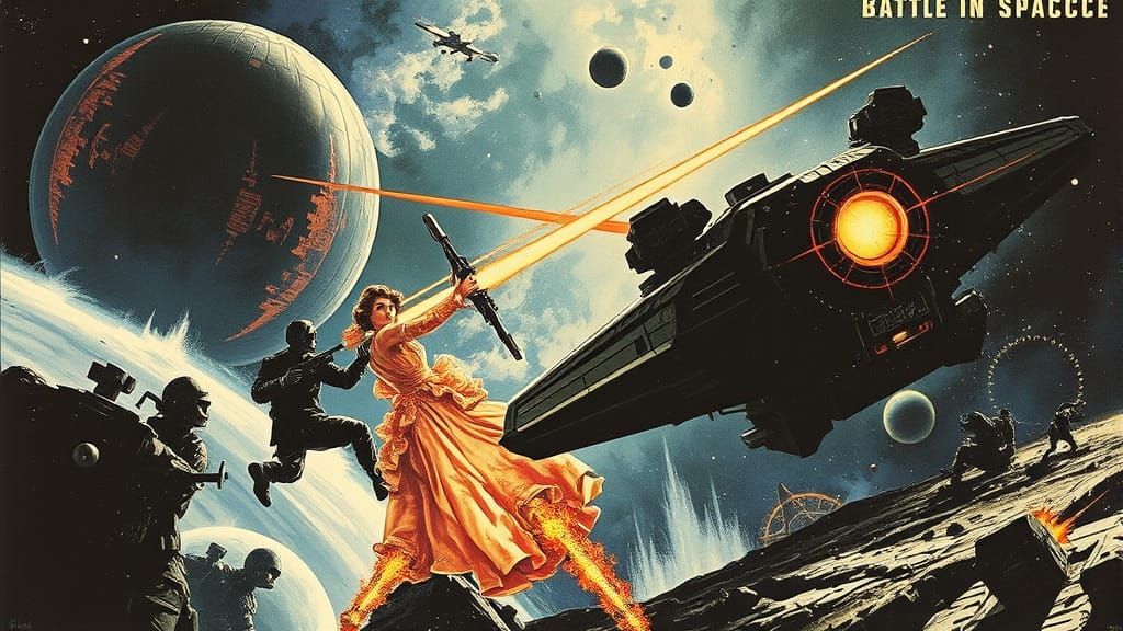 Epic Space Battle in a Futuristic Aesthetic