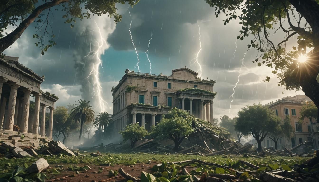 Snow-White Tornado in Ancient Greece: Digital Matte Painting