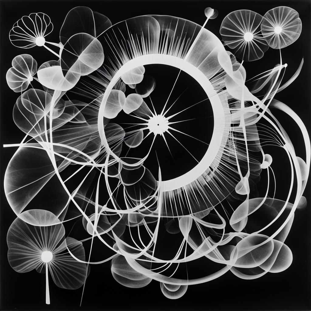 Abstract Black and White Rayograph Photogram