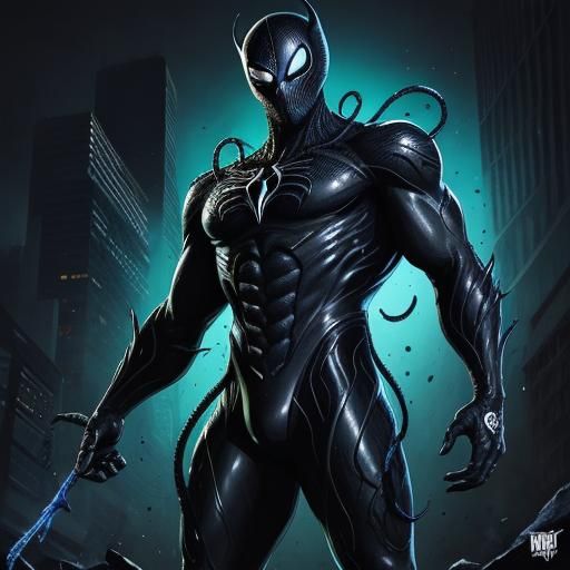Symbiote Suit with Tendrils in Comic Book Style