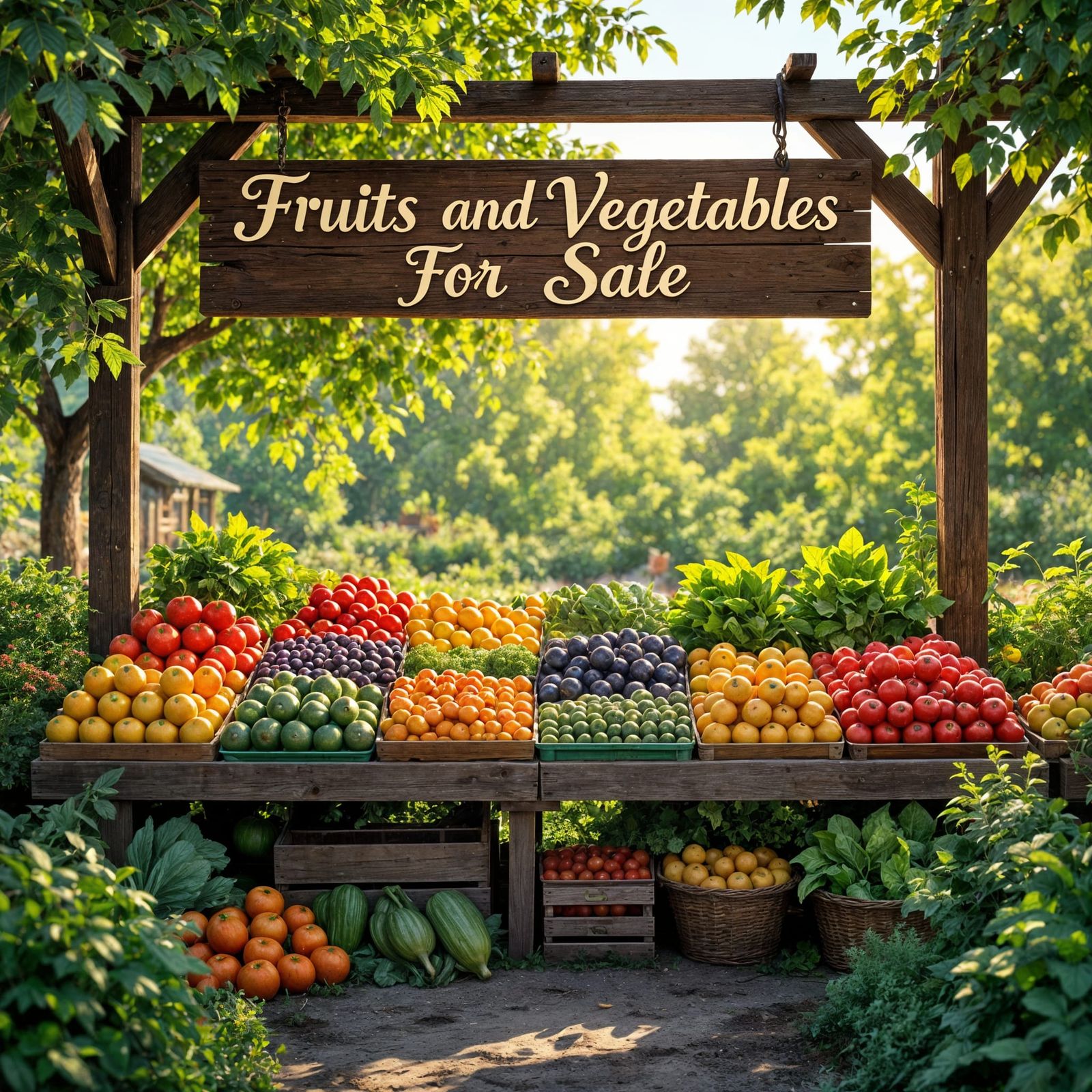 Farmstand Displaying Fruits and Vegetables for Sale