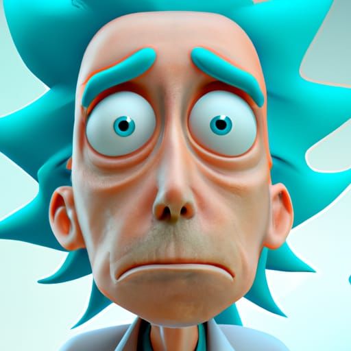Rick Sanchez as Pixar-Style 3D Digital Art