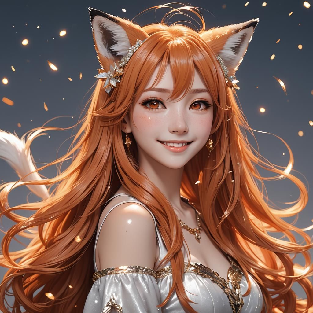 Anime Girl with Fox Features in 3D Art