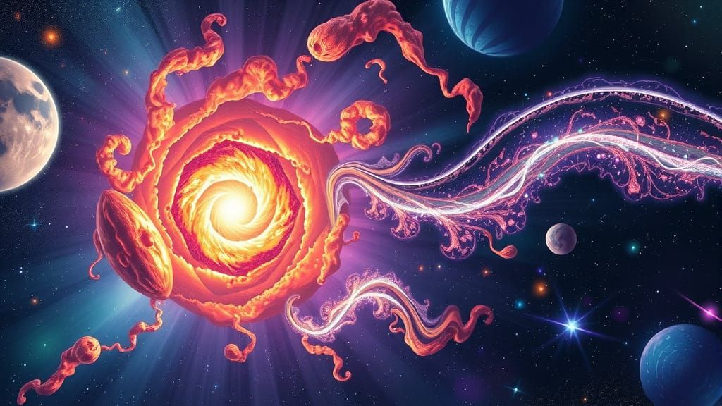 Ethereal Galaxies in Cosmic Expanse, Detailed Matte Painting