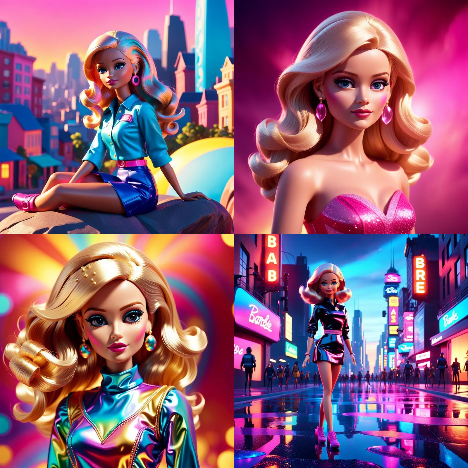Classic Barbie Doll: Pixar-Style 3D Digital Art