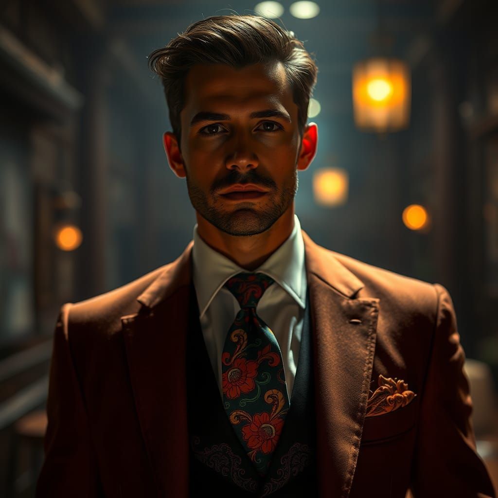 Ornate Tie in Hyperrealistic, Cinematic Portrait