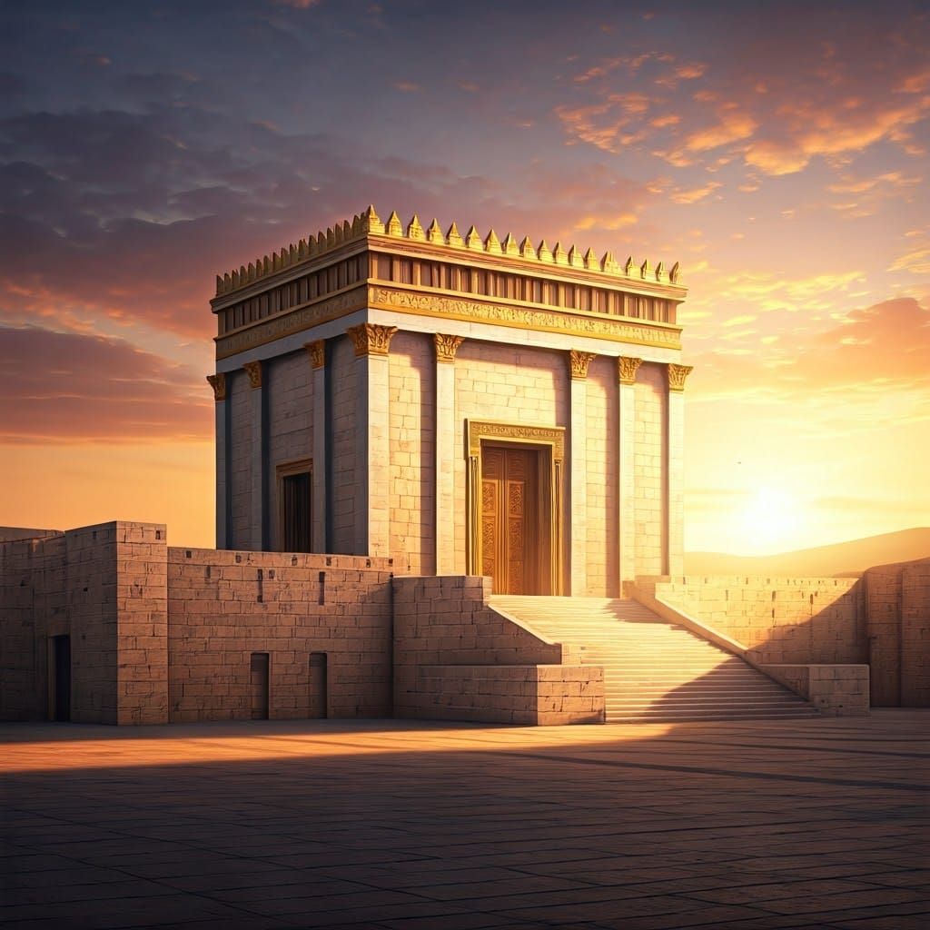 Ancient Temple Radiates Reverence in Golden Light